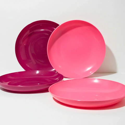 Set 4 Platos Redondos Rosa-Guinda | 21 cm