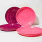 Set 4 Platos Redondos Rosa-Guinda | 21 cm - Miniatura 1