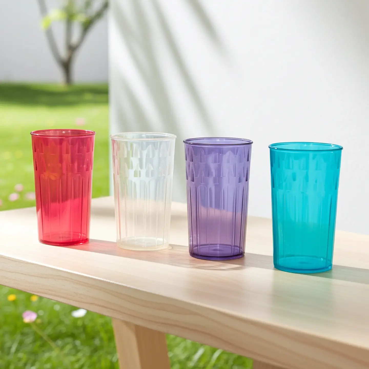 Set 4 Vasos Plástico Tipo Cristal 275 ml | Colores Surtidos 2