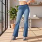 Jegging Azul de mezclilla stretch corte campana - Miniatura 3
