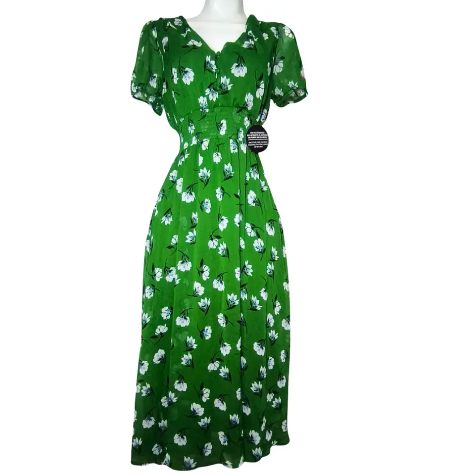 Vestido Casual Verde con estampado Floral 6