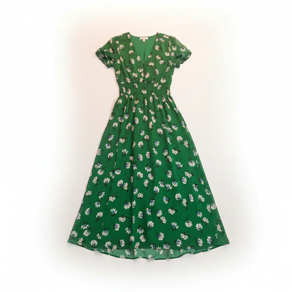 Vestido Casual Verde con estampado Floral 5
