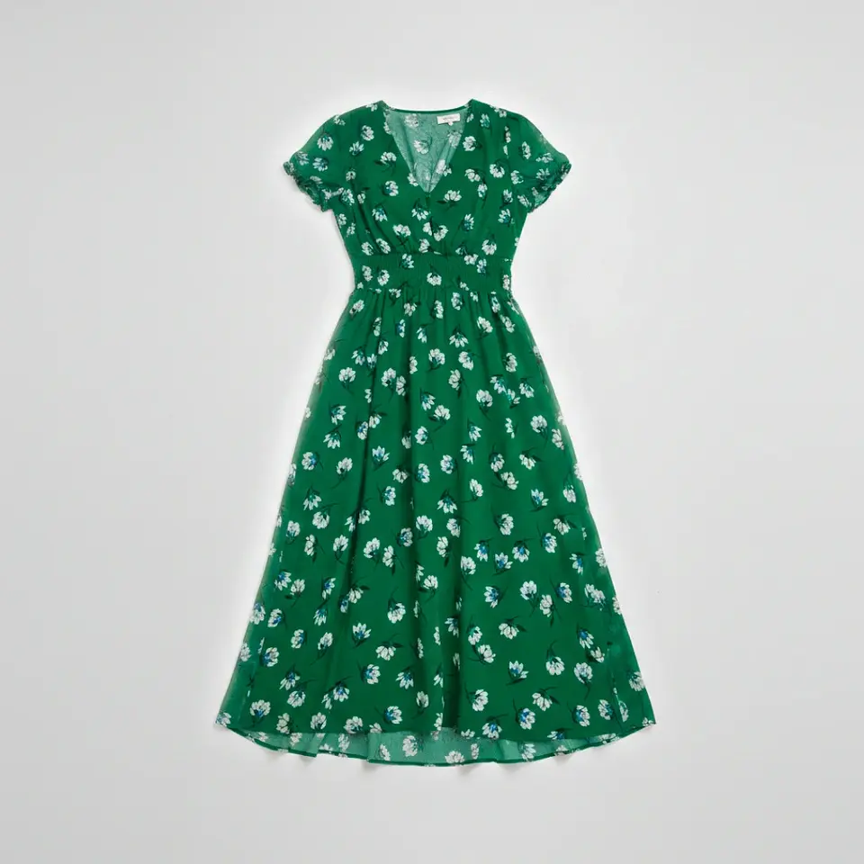 Vestido Casual Verde con estampado Floral 1
