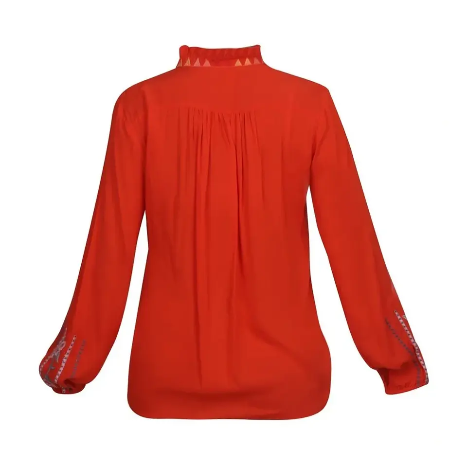 Blusa con Bordado Floral Naranja manga larga 4