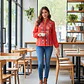 Blusa con Bordado Floral Naranja manga larga - Miniatura 2