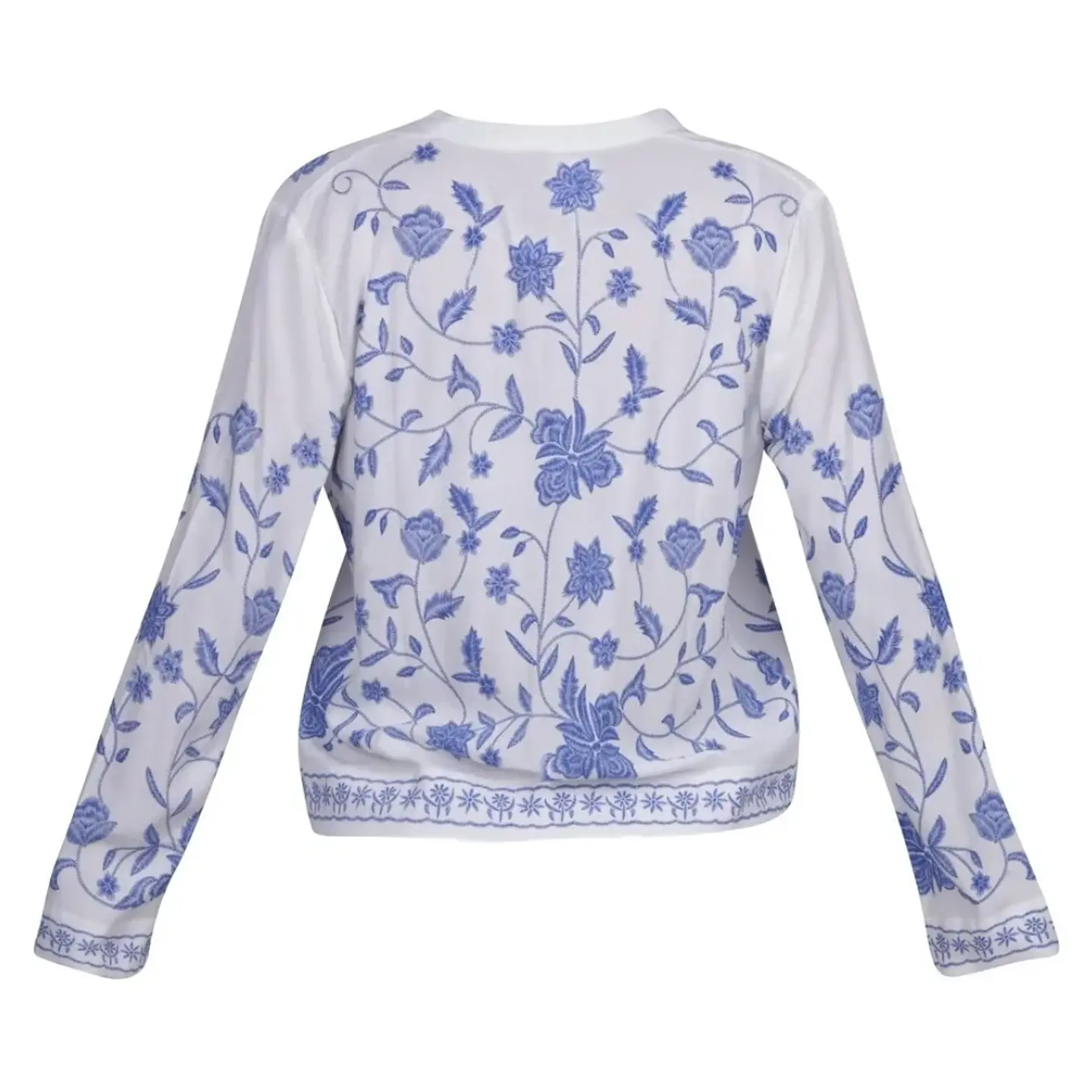 Blusa Blanco/Azul estampado Floral manga larga 5