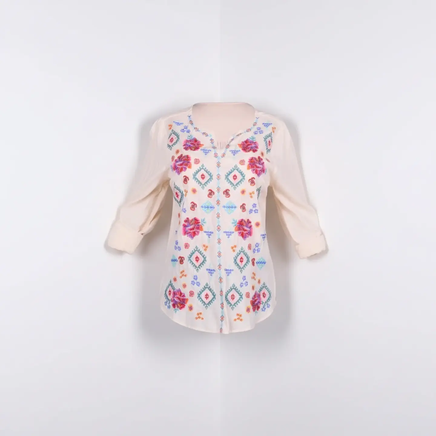 Blusa Arena con Bordado Floral manga 3/4 4