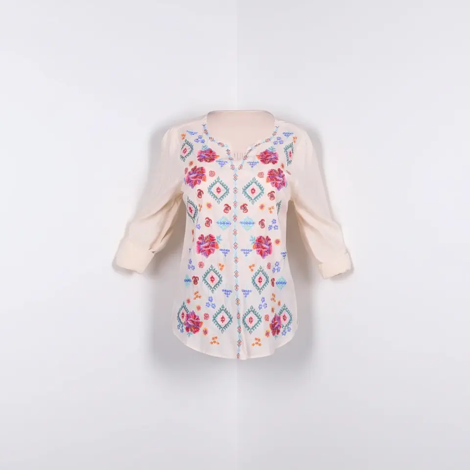 Blusa Arena con Bordado Floral manga 3/4 4