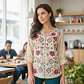 Blusa Arena con Bordado Floral manga 3/4 - Miniatura 2