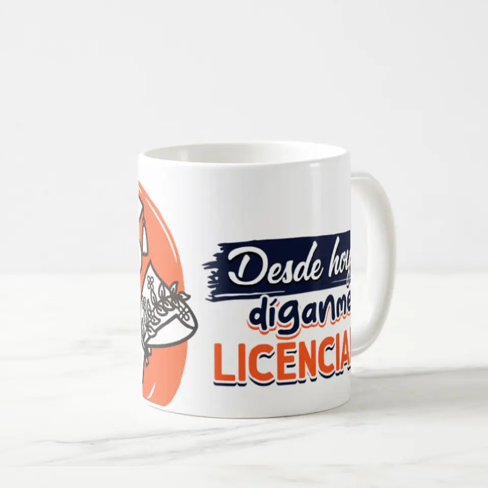 Taza blanca clásica 325 ml Graduación - Díganme Lic 7