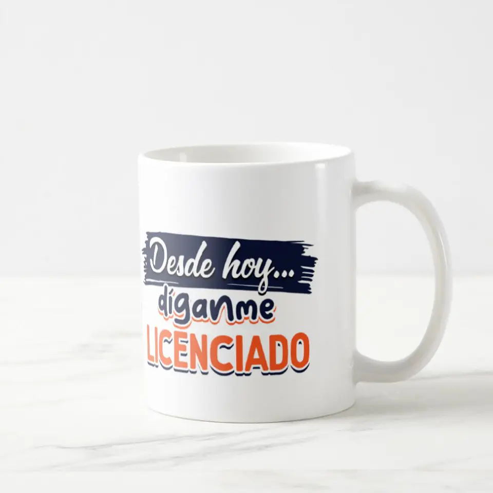 Taza blanca clásica 325 ml Graduación - Díganme Lic 8