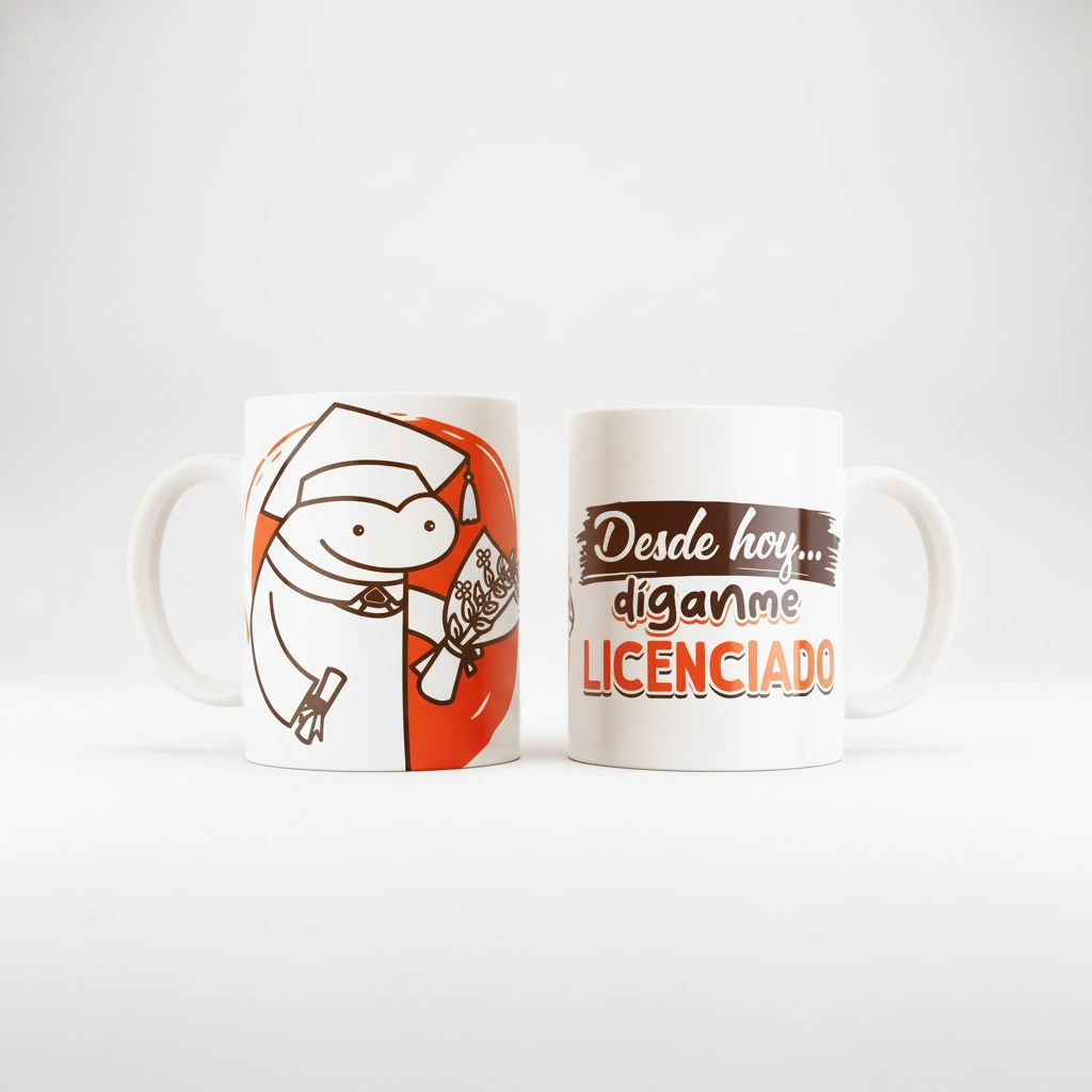 Taza blanca clásica 325 ml Graduación - Díganme Lic 10