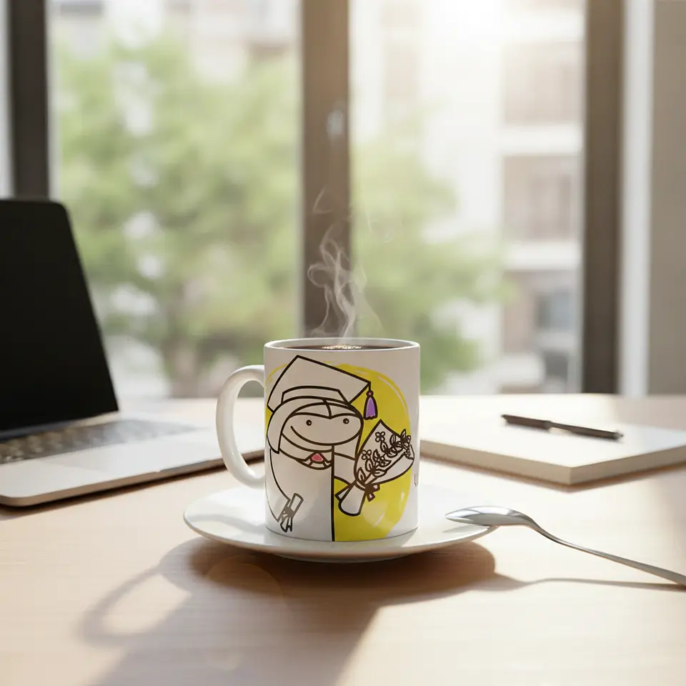 Taza blanca clásica 325 ml Graduación - 6132 hrs 3