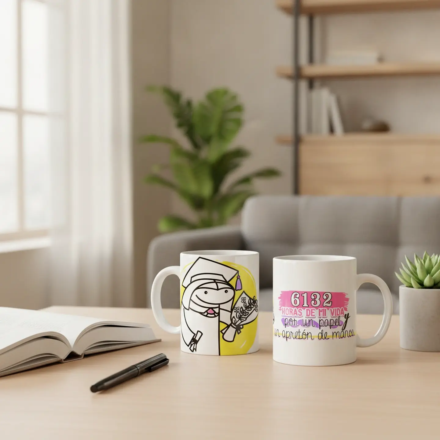 Taza blanca clásica 325 ml Graduación - 6132 hrs 2
