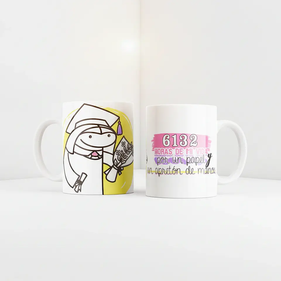 Taza blanca clásica 325 ml Graduación - 6132 hrs 1