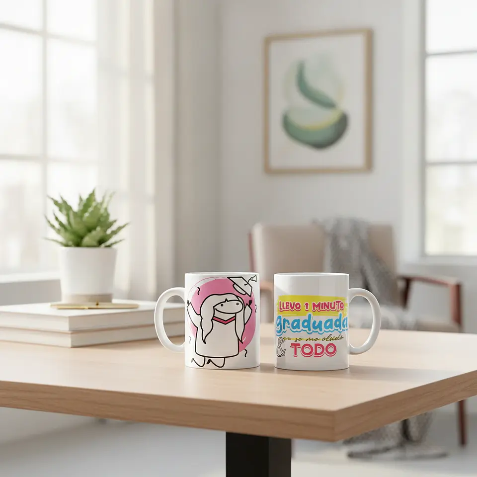 Taza blanca clásica 325 ml Graduación - Llevo 1 Minuto 4
