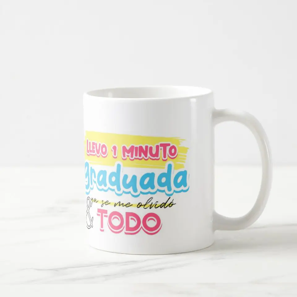 Taza blanca clásica 325 ml Graduación - Llevo 1 Minuto 9