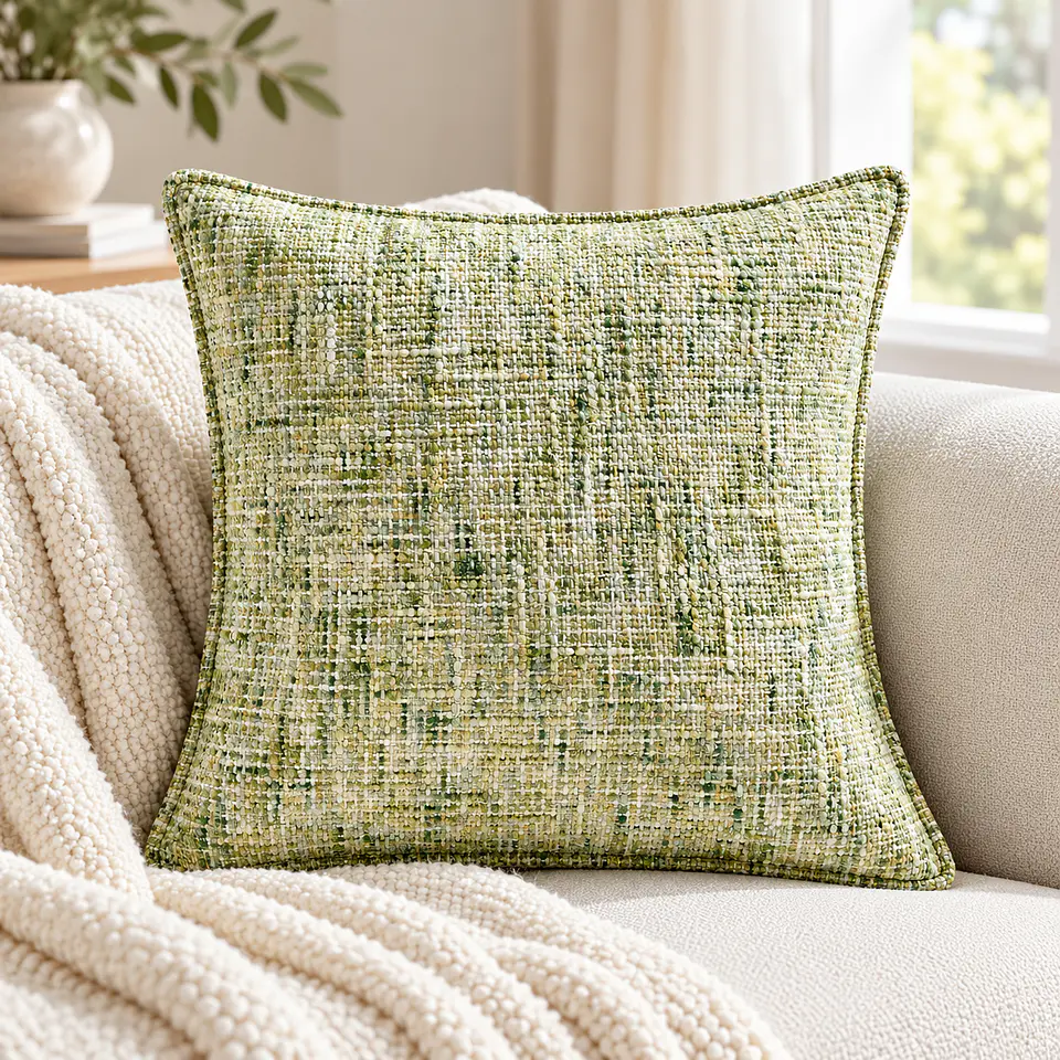 Funda Cojín 45 x 45 cm Chenilla Terciopelo, Color Verde 4