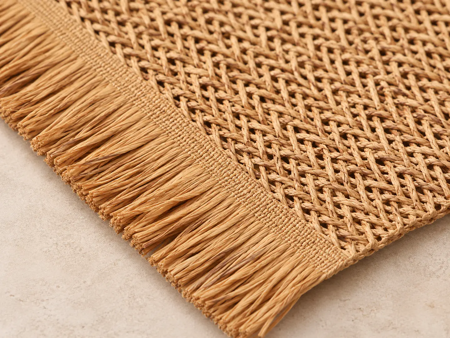 Individual de Mesa Boho Marrón 30x45 cm con Flecos Tejido 4