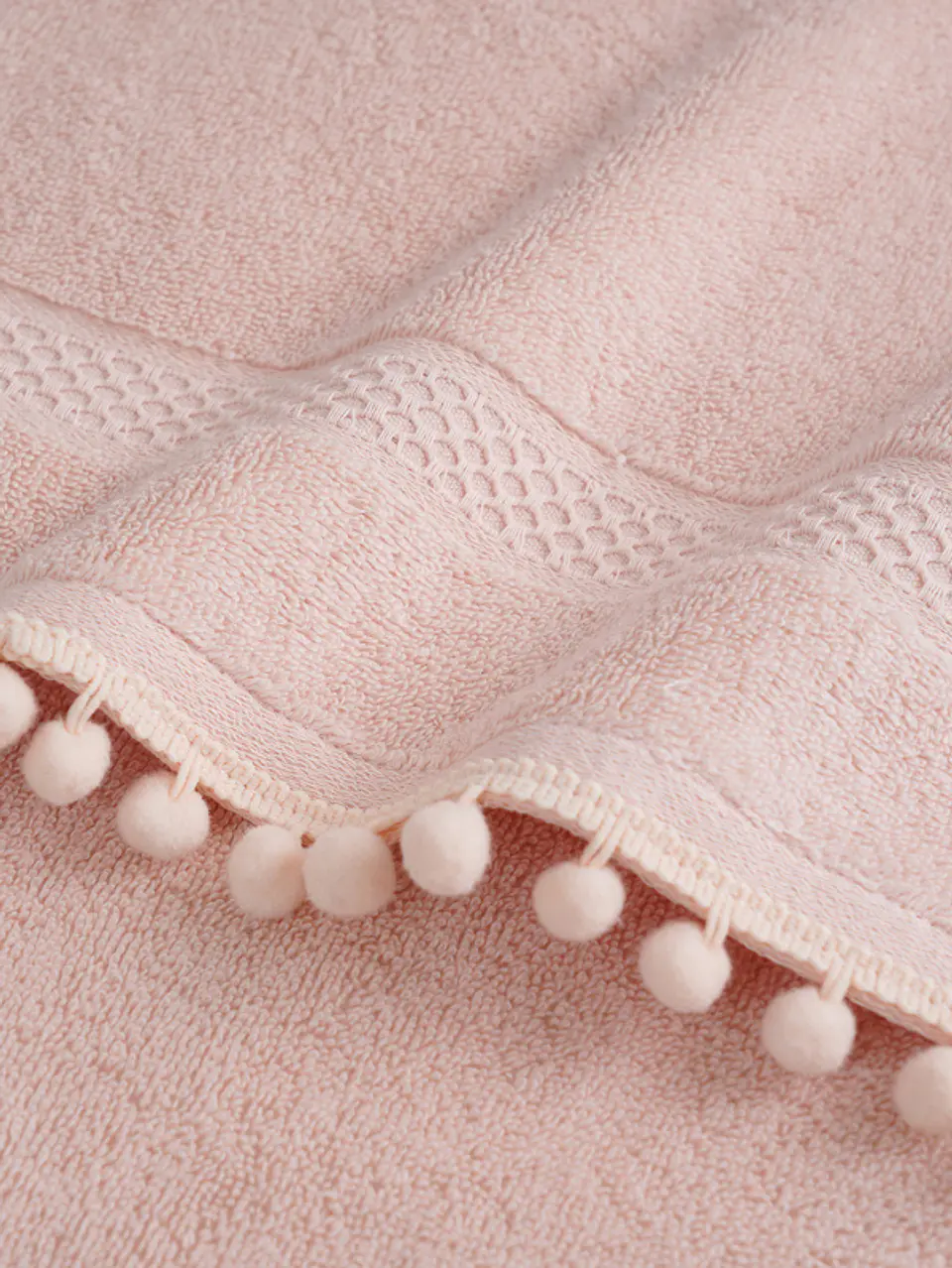 Toalla Mano 100% Algodón 34x70 Rosa Pompones 2