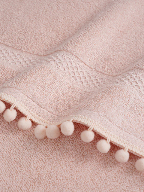 Toalla Baño 100% Algodón 70x137 Cm Rosa Pompones