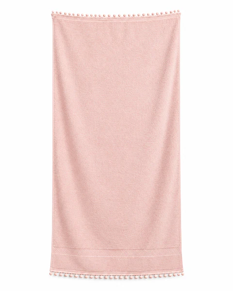 Toalla Baño 100% Algodón 70x137 Cm Rosa Pompones