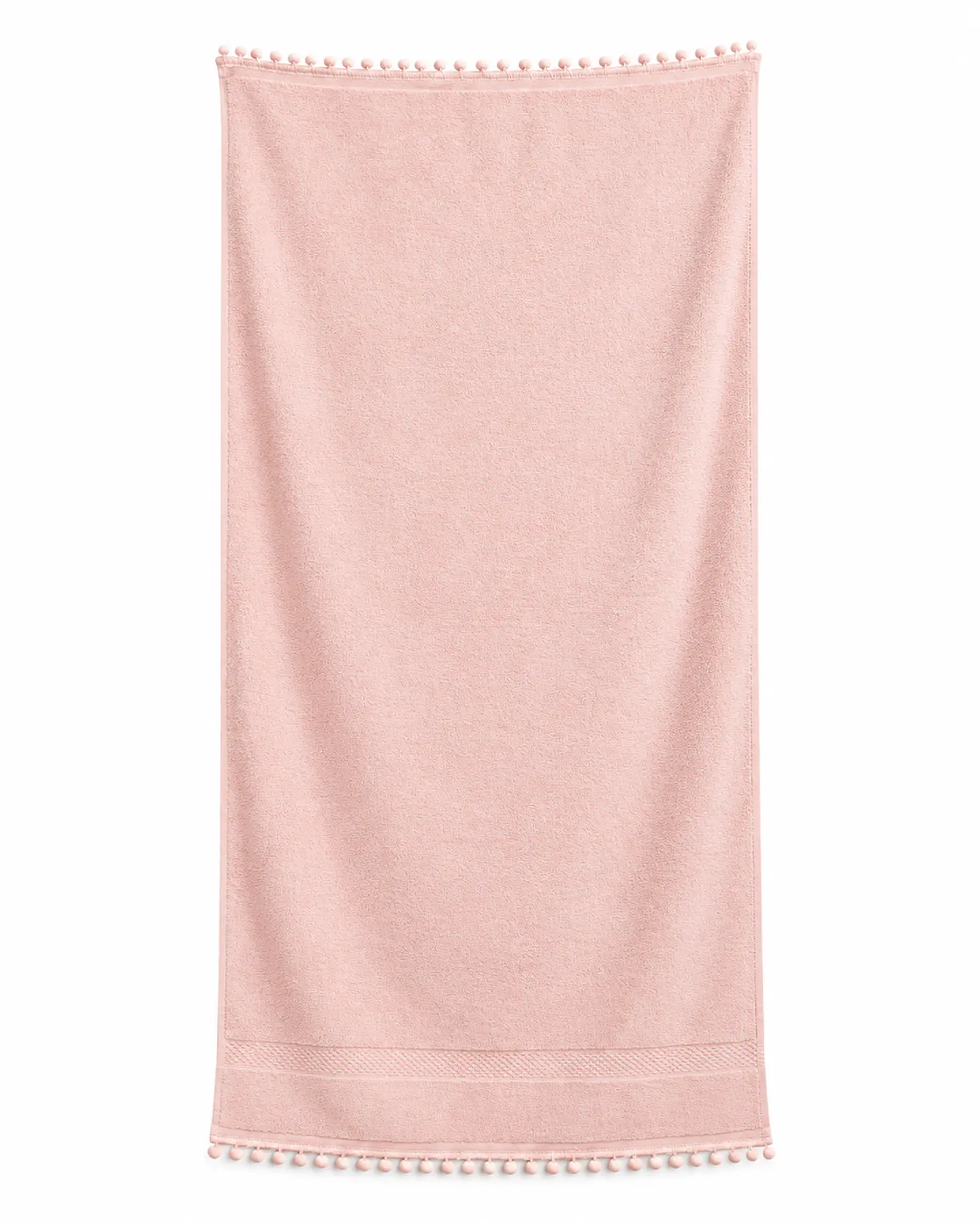 Toalla Baño 100% Algodón 70x137 Cm Rosa Pompones 1