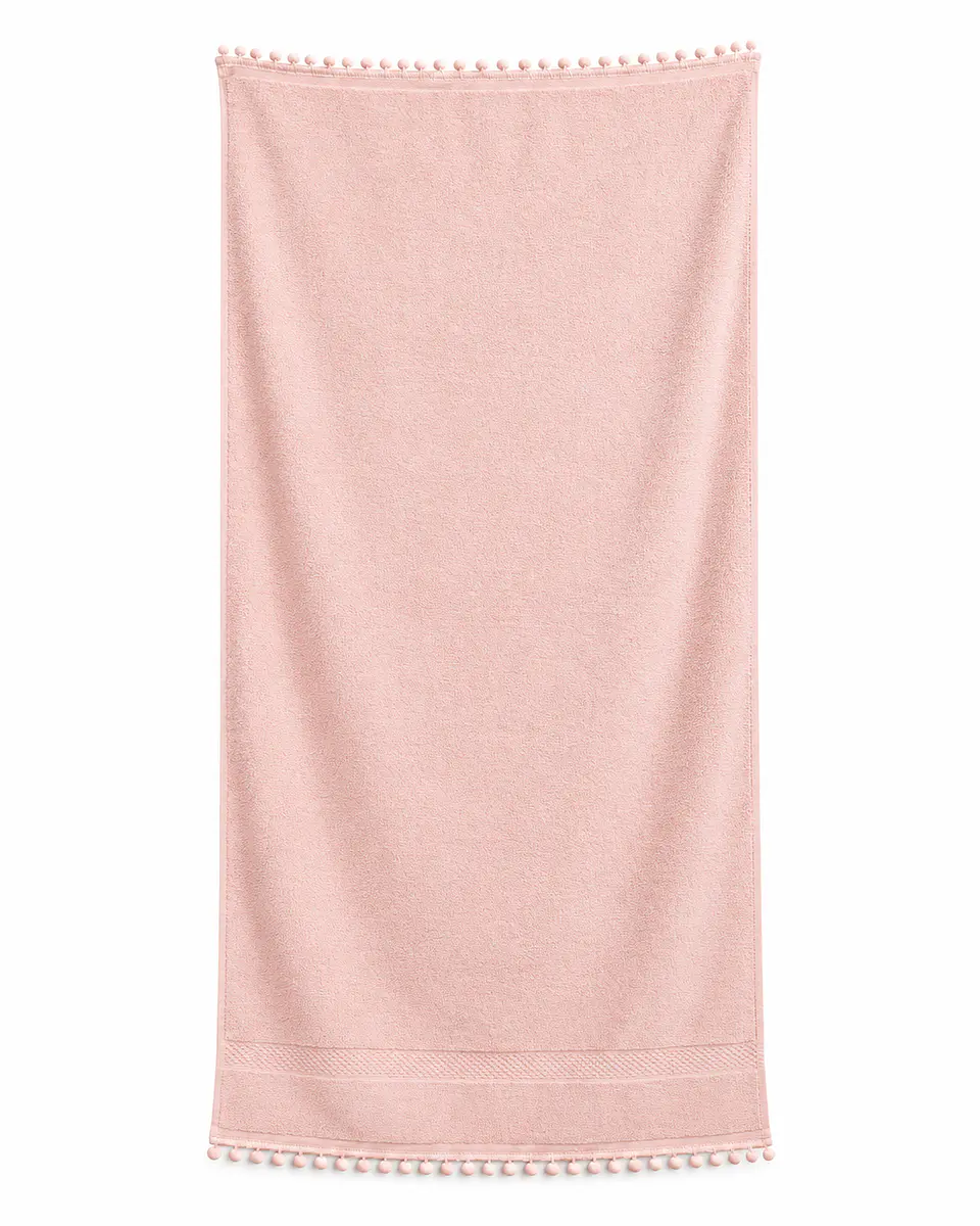Toalla Baño 100% Algodón 70x137 Cm Rosa Pompones 1