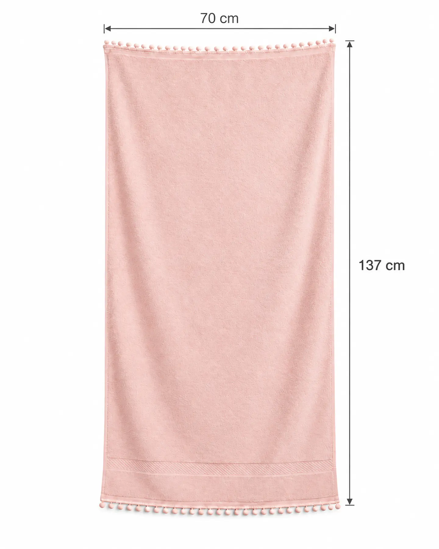 Toalla Baño 100% Algodón 70x137 Cm Rosa Pompones 4