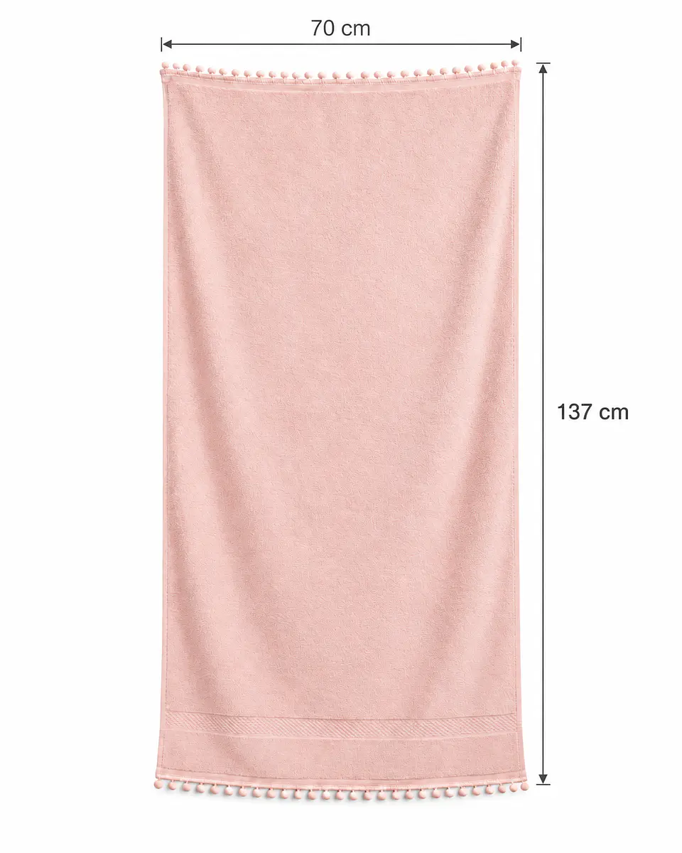 Toalla Baño 100% Algodón 70x137 Cm Rosa Pompones 4