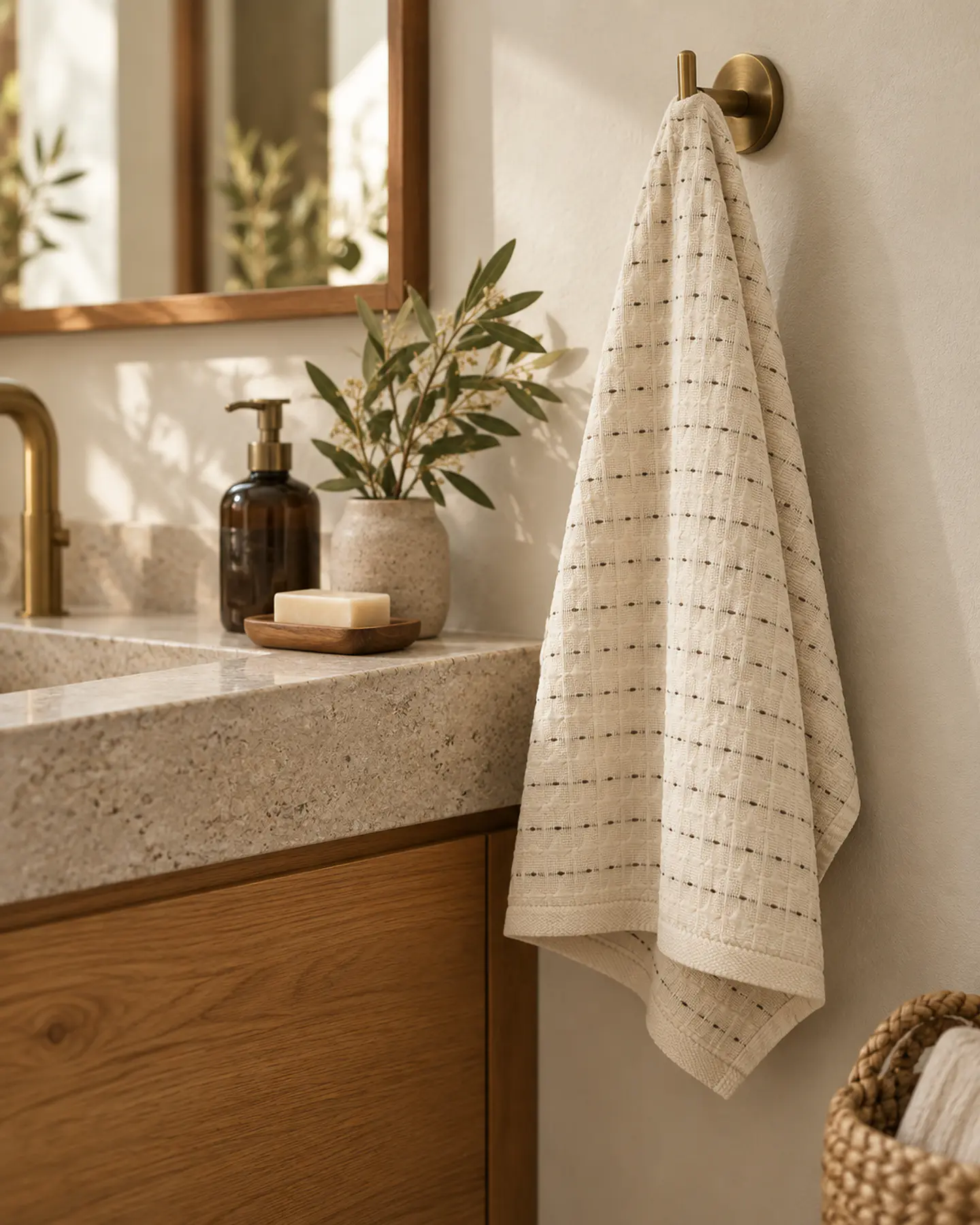 Toalla De Mano 100% Algodón 34x70 Cm Beige Diseño 5