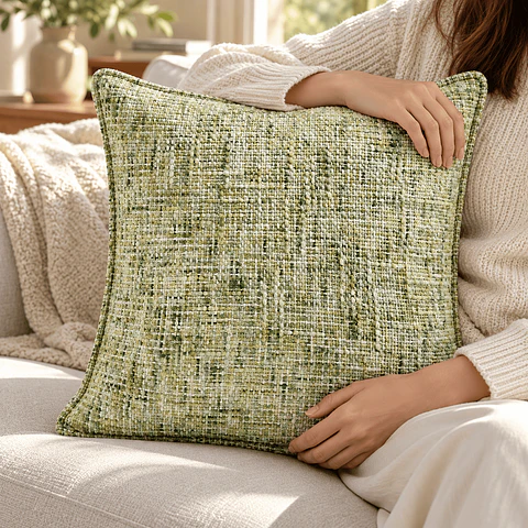 Funda de Cojín 45x45 Cm Chenilla Terciopelo Verde