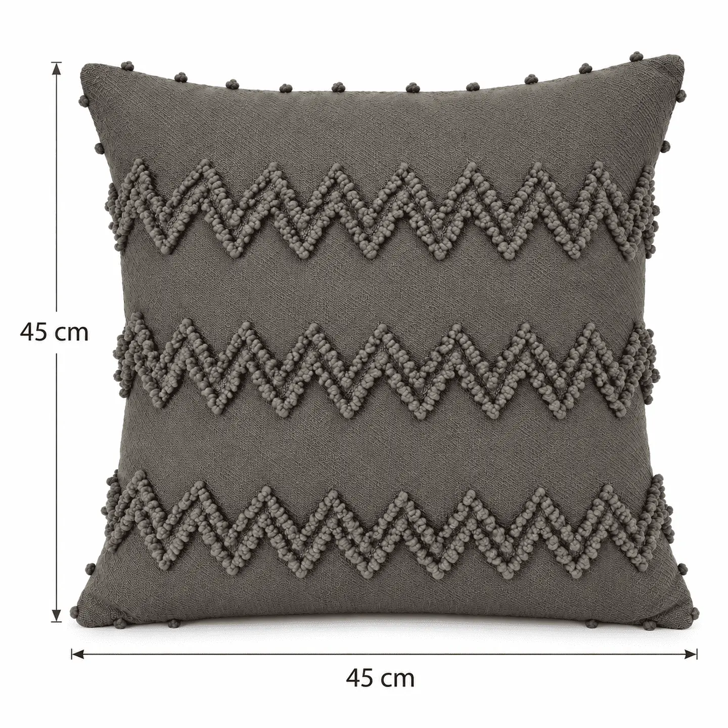 Funda De Cojín Boho 45x45 cm Gris Chevrones Tejidos 4
