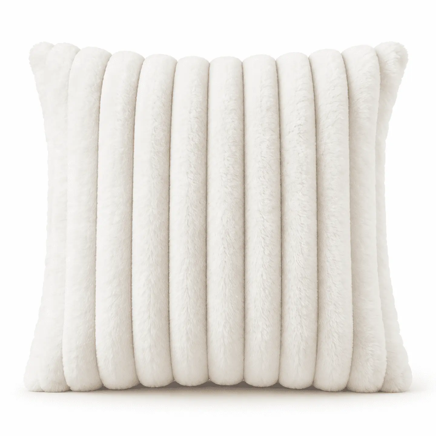 Funda De Cojín 50x50 cm Blanco Pelo Sintético Rayas 1