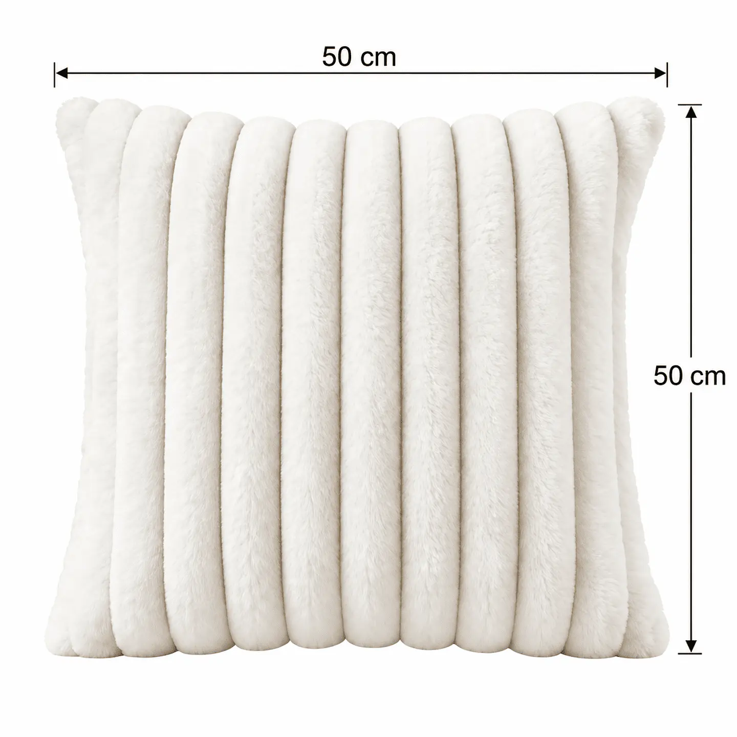 Funda De Cojín 50x50 cm Blanco Pelo Sintético Rayas 4