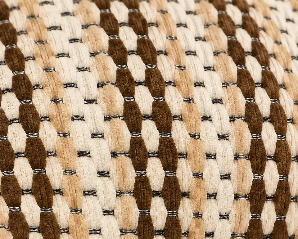 Funda De Cojín Chenille Rayas Beige Café 45x45 Cm 2