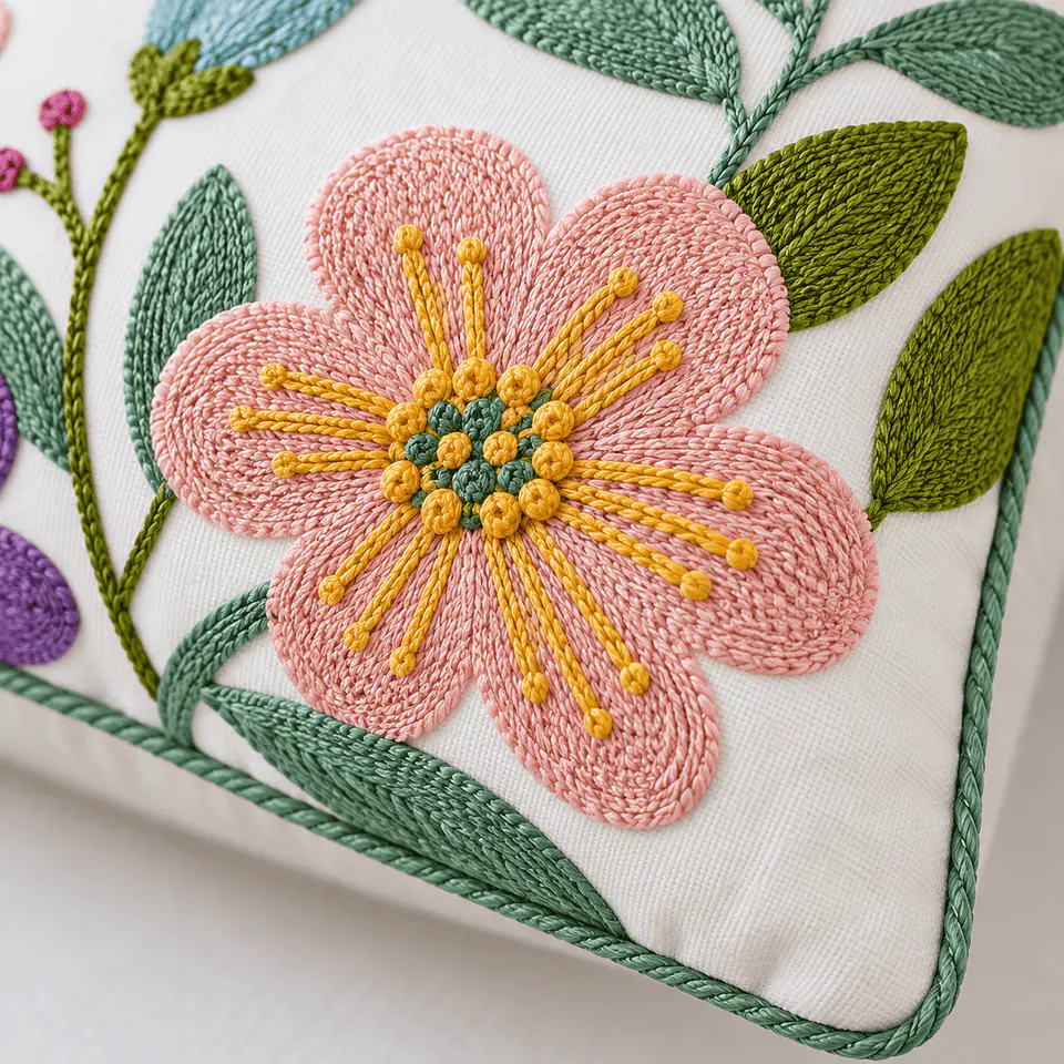 Funda De Cojín Flores Bordadas Multicolor 45x45 Cm 3