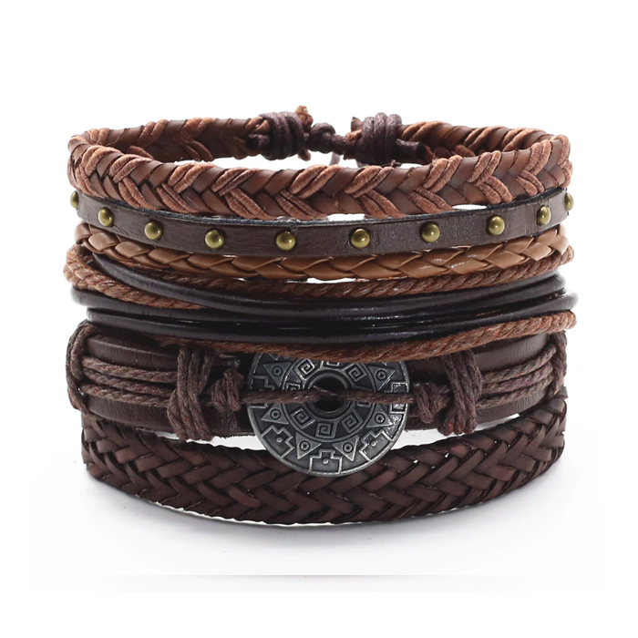 Pulsera de Cuero. Modelo Azteca