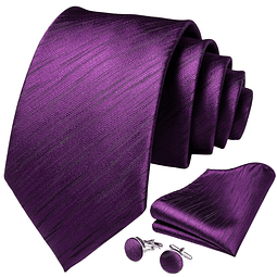 Set Corbata, paño y colleras. Modelo Dark Violet