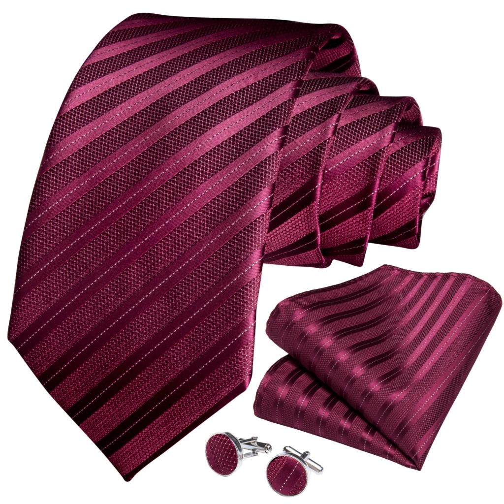 Set Corbata, paño y colleras. Modelo Vinotinto