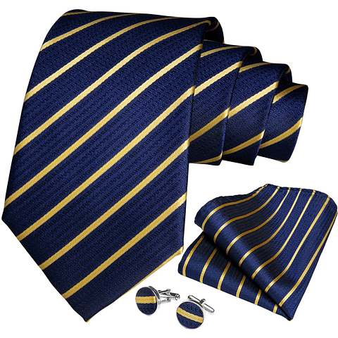 Set Corbata, paño y colleras. Modelo Blue Golden
