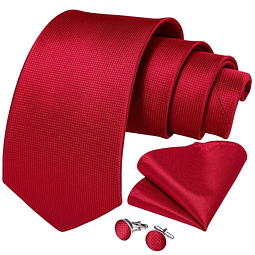 Set Corbata, paño y colleras. Modelo Rojo Classic