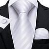Set Corbata, paño y colleras. Modelo Blanco Striped