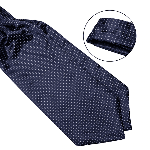 Set Pañuelo Corbata tipo Ascot/Cravat + paño y colleras. Night Ocean