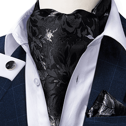 Set Pañuelo Corbata tipo Ascot/Cravat + paño y colleras. Black Autumn