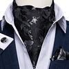Set Corbata Gruesa Ascot/Cravat + paño y colleras. Black Autumn