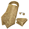 Set Pañuelo Corbata tipo Ascot/Cravat + paño y colleras. Golden