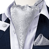 Set Corbata Gruesa Ascot/Cravat + paño y colleras. Silver