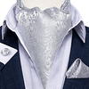 Set Corbata Gruesa Ascot/Cravat + paño y colleras. Silver