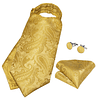 Set Pañuelo Corbata tipo Ascot/Cravat + paño y colleras. Amarillo Rey